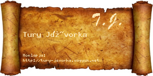 Tury Jávorka névjegykártya